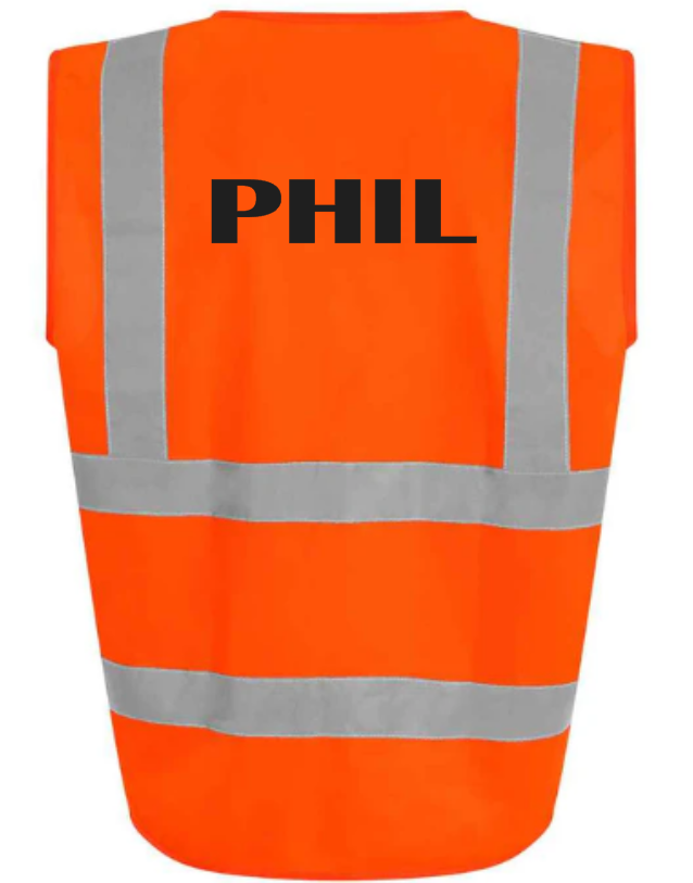 Hi-Viz Vest Waistcoat Name Front & Back Print