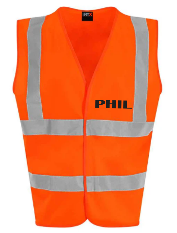 Hi-Viz Vest Waistcoat Name Front & Back Print