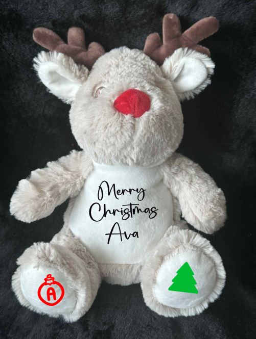 Personalised Soft Toy Plush Mumbles Print Me Teddy Bear, 💫 Merry Christmas