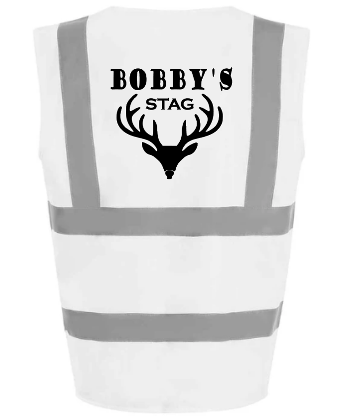 Hi-Viz Vest Waistcoat Stag Party Front & Back Print
