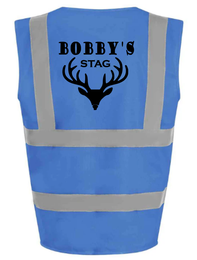 Hi-Viz Vest Waistcoat Stag Party Front & Back Print