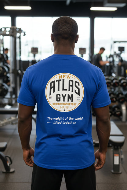 🏋️‍♂️ **New Atlas Gym** 🏋️‍♂️Official Merchandise Cool Gym Breathable T-Shirt ( Royal Blue )