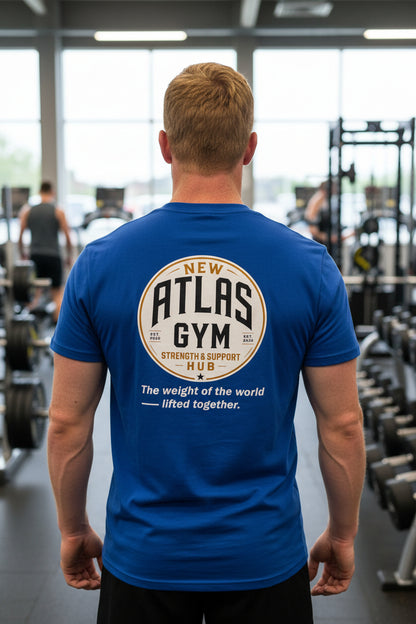 🏋️‍♂️ **New Atlas Gym** 🏋️‍♂️Official Merchandise Heavy Cotton T-Shirt ( Royal Blue )
