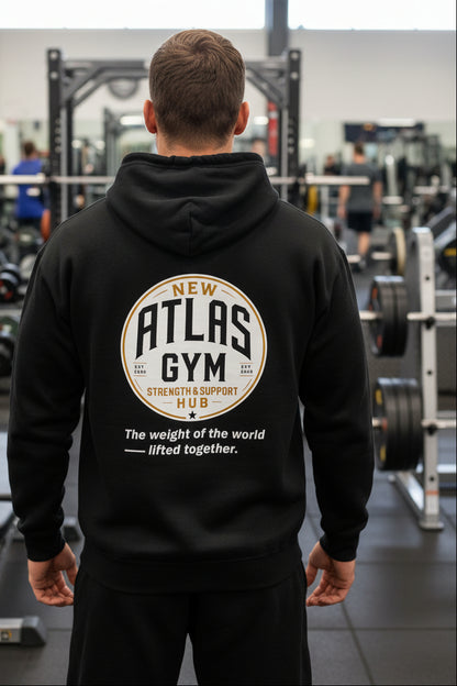 🏋️‍♂️ **New Atlas Gym** 🏋️‍♂️Official Merchandise Soft Cotton 280GSM Gym Hoodie ( Black )