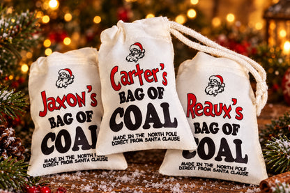 Printed Christmas Mini Stuff Bag Of Coal Drawstring Sack