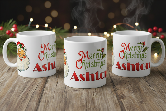 Personalised Santa Mug – Christmas Ceramic Cup, Custom Festive Xmas Gift for Adults & Kids
