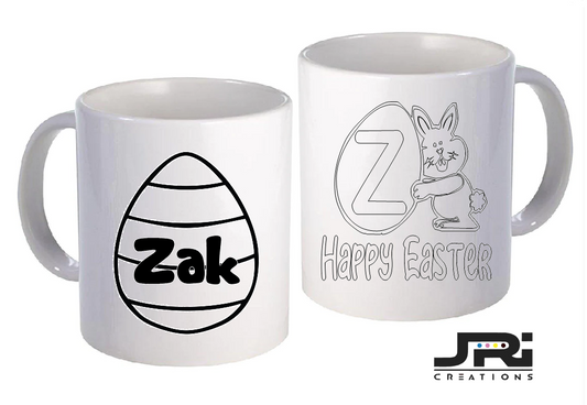 Printed Mug Easter Initial Colour Your Own