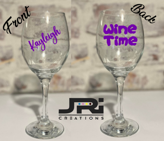 Vinyl Wine Glass Wine Time Name
