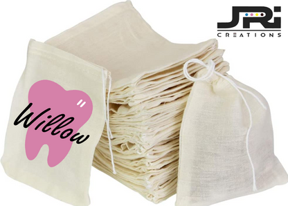 Personalised Small Muslin Tooth Fairy Bag