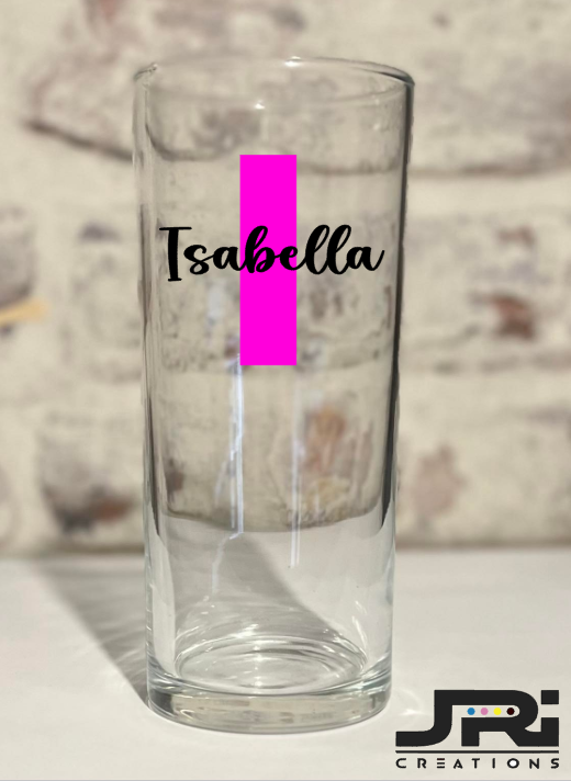 Vinyl Tall High Ball Glass Letter/Name
