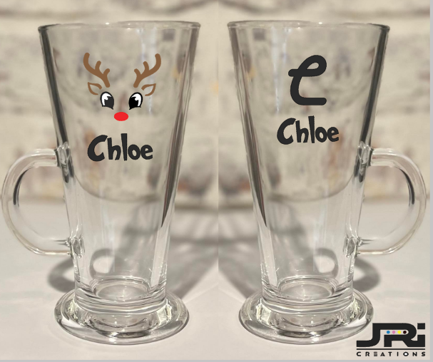 Vinyl Latte Glass Christmas Reindeer Hot Chocolate