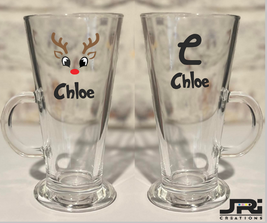 Vinyl Latte Glass Christmas Reindeer Hot Chocolate