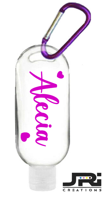 Vinyl 50ml Travel Bottle Name/Hearts Sanitizers,Sun Cream