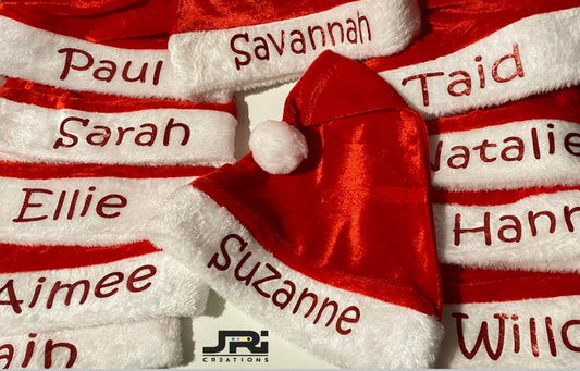 Personalised Adult One Size Christmas Santa Hat With Pom Pom