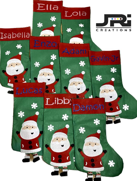 Personalised Christmas Stocking Santa Design Dangly Legs
