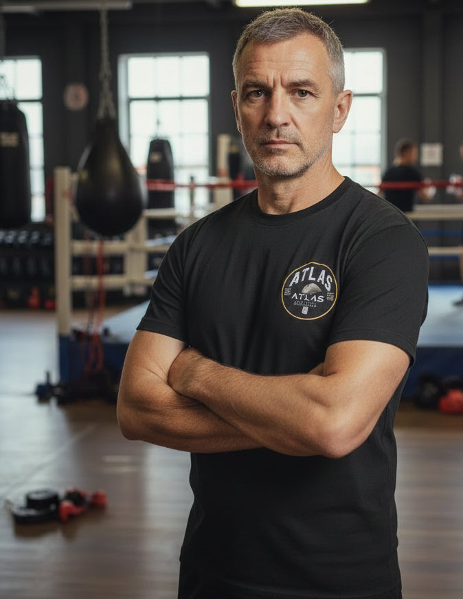 🥊 **Atlas Boxing ** 🥊Official Merchandise Cool Gym Breathable T-Shirt ( Black )