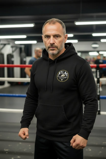 🥊 **Atlas Boxing ** 🥊Official Merchandise Soft Cotton 280GSM Gym Hoodie ( Black )