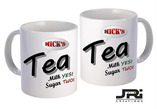 Printed Mug Tea Milk/Sugar Grey/Red