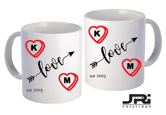 Printed Mug 2 Pack Initial Love Est Year
