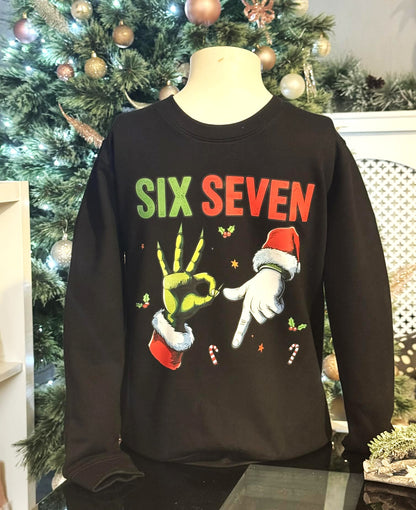 🎅Christmas Personalised Kids/Adult Family Jumper🎄SIX SEVEN Santa & Grinch 67 Sweatshirt ⭐