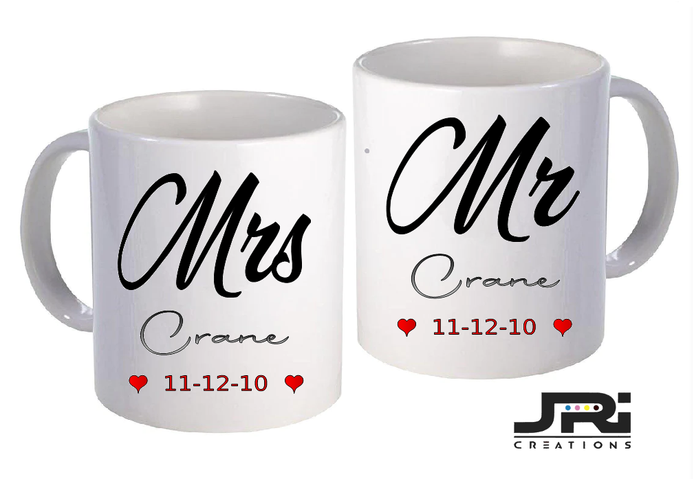 Printed Mug 2 Pack Mr / Mrs Date