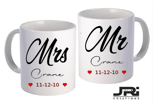 Printed Mug 2 Pack Mr / Mrs Date
