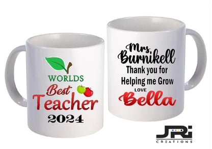Printed Mug Best Teacher Thank You Helping Me Grow