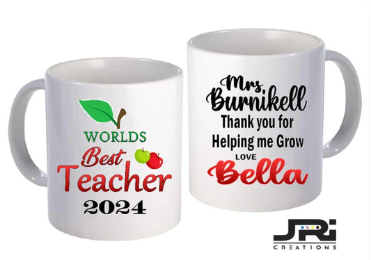 Printed Mug Best Teacher Thank You Helping Me Grow