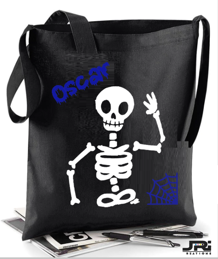 Personalised Boy Halloween Skeleton Name Shoulder Sling Bag