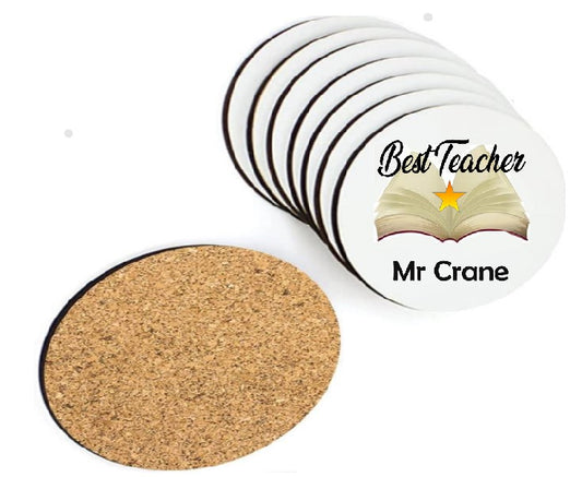 Printed Teacher Gift Round Coaster Book 2