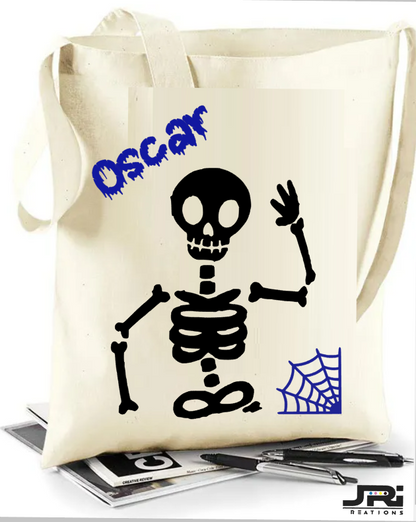 Personalised Boy Halloween Skeleton Name Shoulder Sling Bag