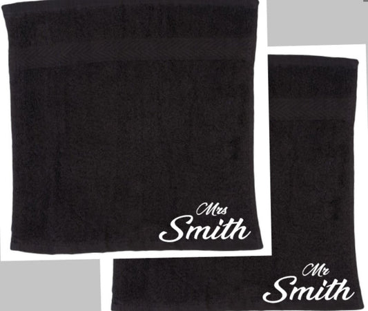 Personalised Mr & Mrs Facecloth 2 Pack