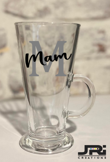 Vinyl Latte Glass Initial & Name