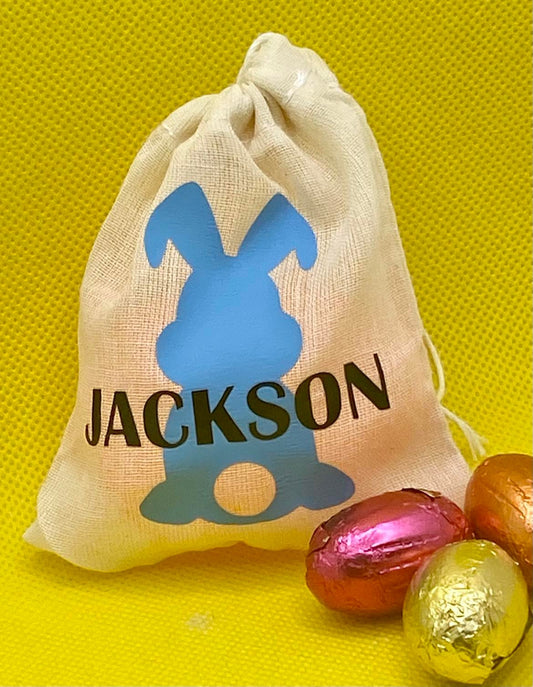 Personalised Small Muslin Easter Bunny Bag