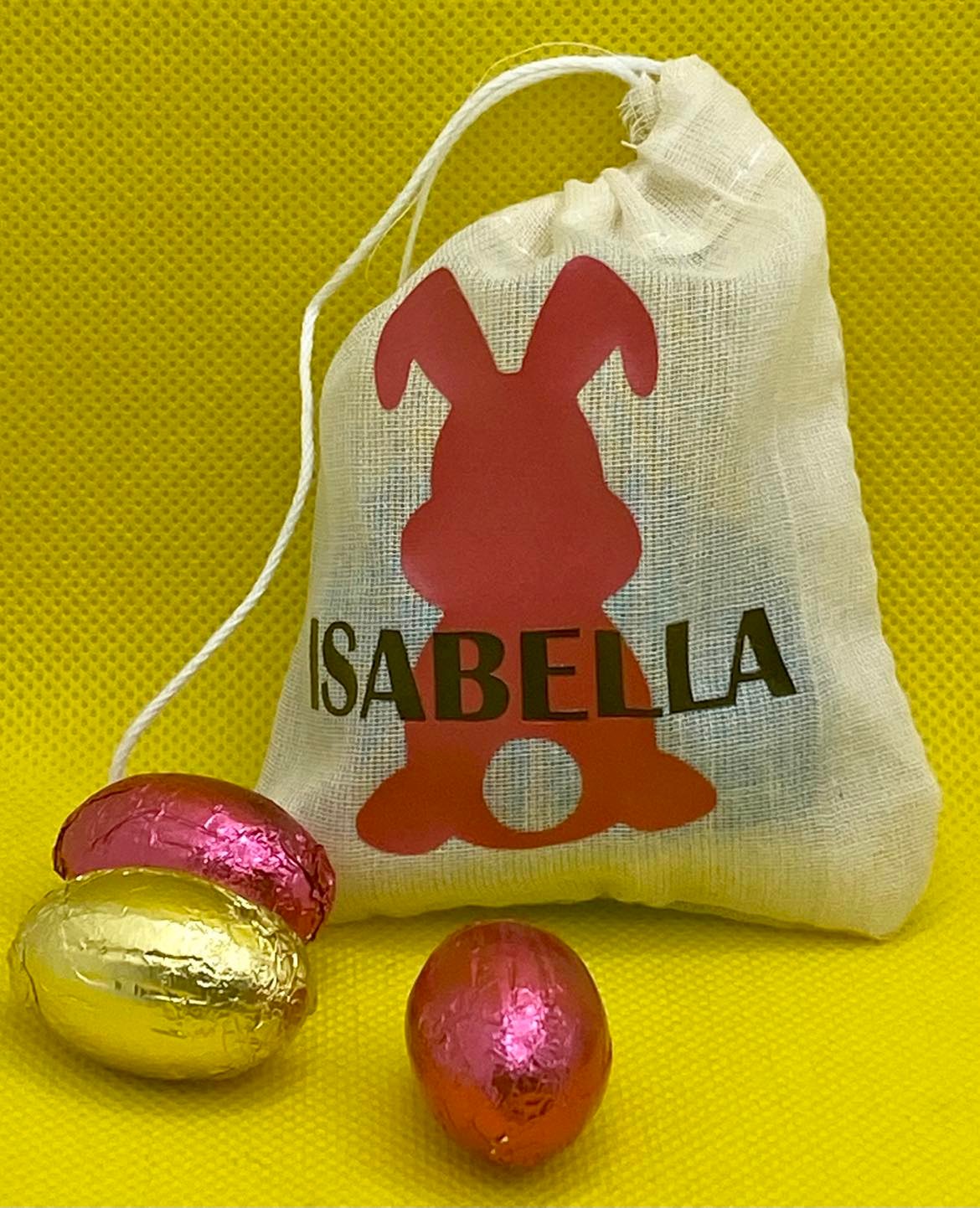 Personalised Small Muslin Easter Bunny Bag