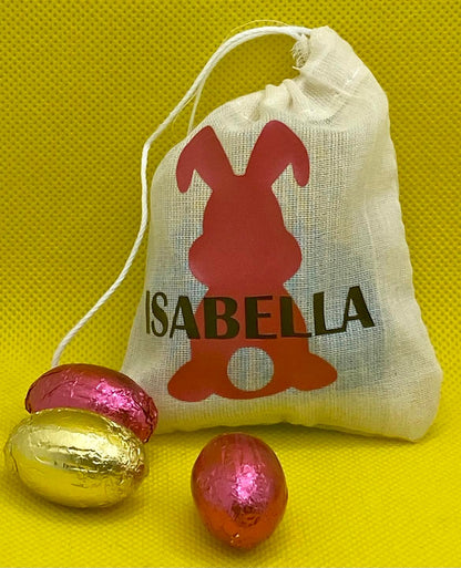 Personalised Small Muslin Easter Bunny Bag