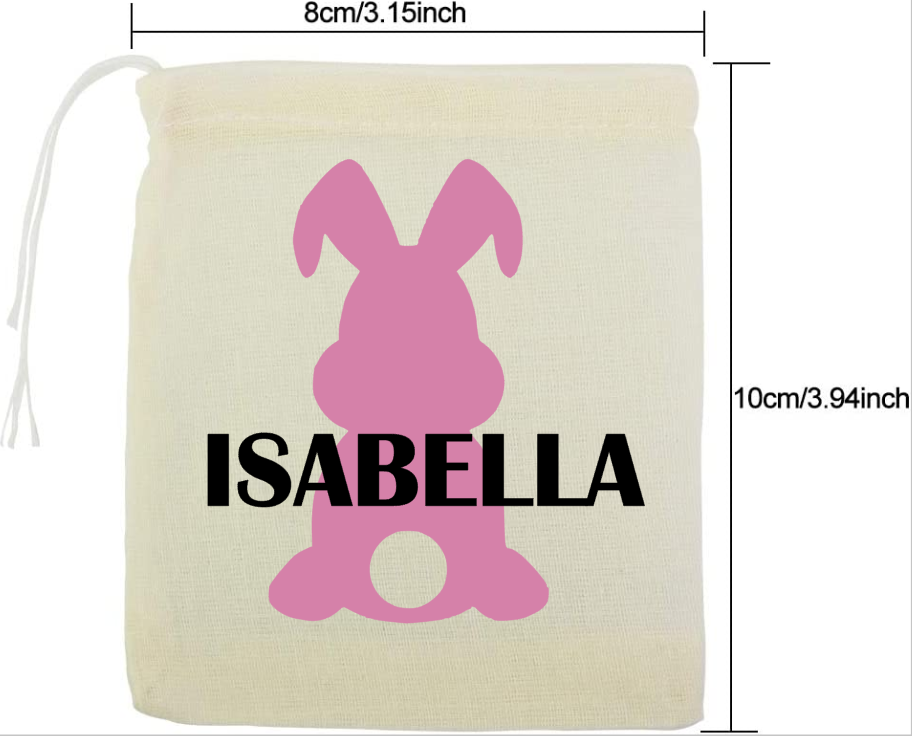 Personalised Small Muslin Easter Bunny Bag