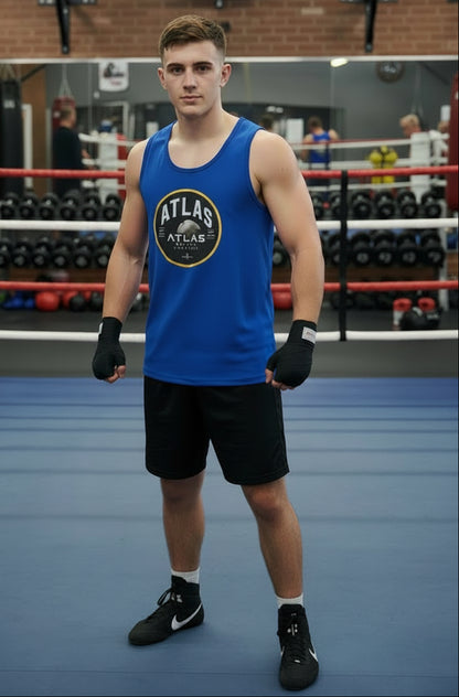 🥊 **Atlas Boxing ** 🥊Official Merchandise Cool Gym Tank Top Breathable Vest ( Royal Blue )