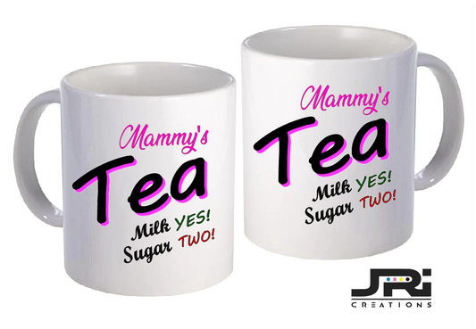 Printed Mug Tea Milk/Sugar Pink/Hearts