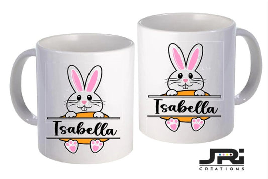 Printed Mug Easter Pink Bunny / Name