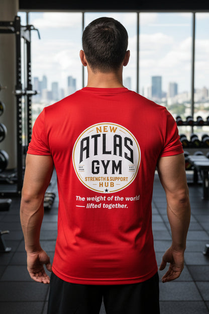 🏋️‍♂️ **New Atlas Gym** 🏋️‍♂️Official Merchandise Cool Gym Breathable T-Shirt ( Red )
