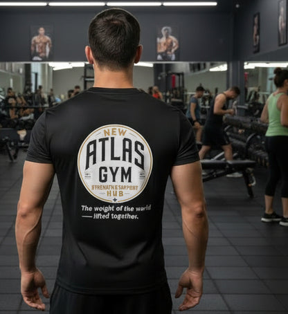 🏋️‍♂️ **New Atlas Gym** 🏋️‍♂️Official Merchandise Cool Gym Breathable T-Shirt ( Black )