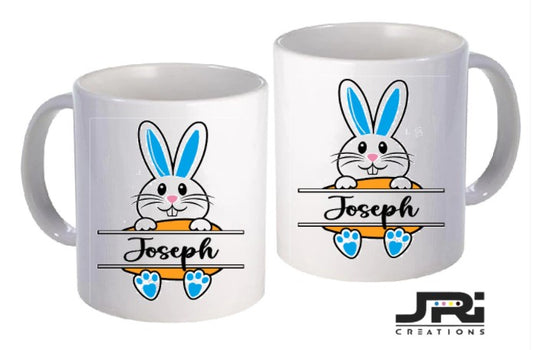 Printed Mug Easter Blue Bunny / Name