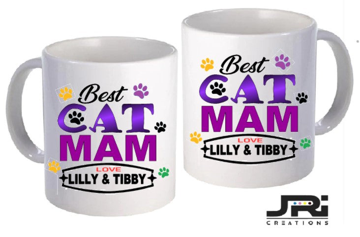 Personalised Best Cat Mum Mug – Custom Name Cup, Cute Cat Lover Gift for Her, Birthday Present