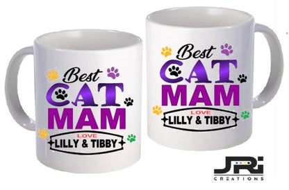 Personalised Best Cat Mum Mug – Custom Name Cup, Cute Cat Lover Gift for Her, Birthday Present
