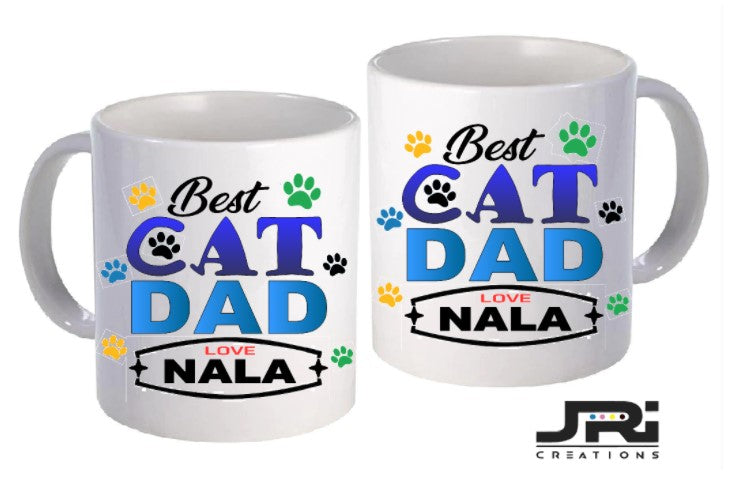 Best Cat Dad Ever Mug | Novelty Printed Ceramic Tea & Coffee Cup Gift for Cat Lovers | 11oz