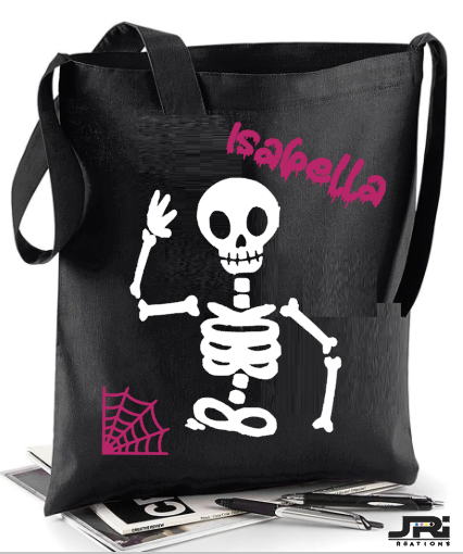 Personalised Girl Halloween Skeleton Name Shoulder Sling Bag