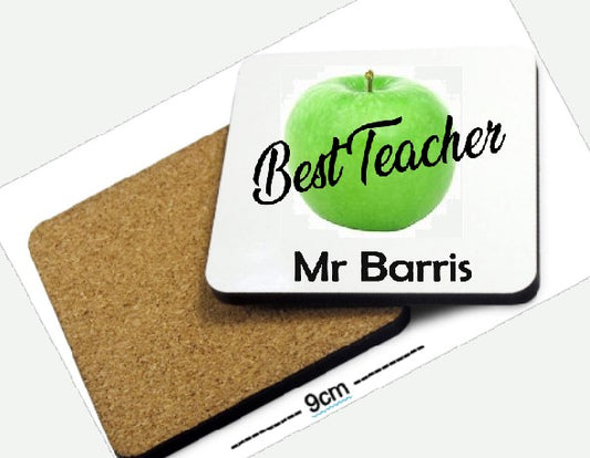 Printed Teacher Gift Square Coaster Apple