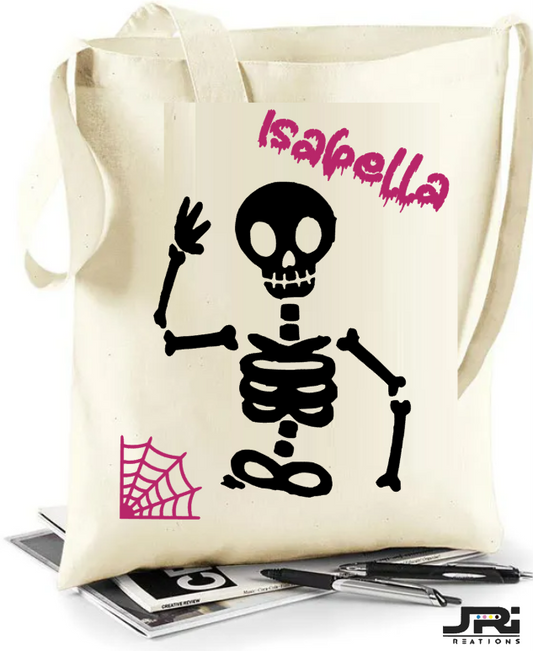 Personalised Girl Halloween Skeleton Name Shoulder Sling Bag