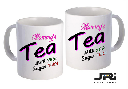 Personalised Pink Drink Preference Mug | Custom Tea or Coffee Cup with Milk & Sugar Options Pink | Personalised Work & Office Gift